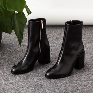 Black Leather Ankle Boots